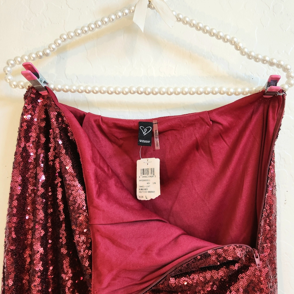 Windsor Burgundy Sequin Skirt